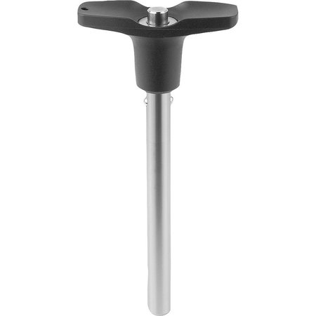 KIPP Ball Lock Pin W Head-End Lock W T-Grip, D1=5, L5=100, Stainless Steel 1.4305 Bright, Comp: Plastic K1415.204605100